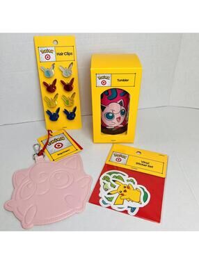 Pokemon Target JigglyPuff/Pikachu Bundle-tumbler bag charm hair clips stickers